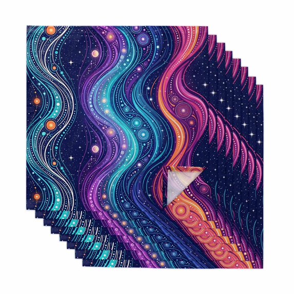 Cloth Napkins Set of 8 - 20x20 Inches, Blue Purple Pink Orange Washable Reusable Table Napkins, Abstract Modern Moire Soft & Absortbent Dining Napkin for Party Wedding Hotel Restaurant