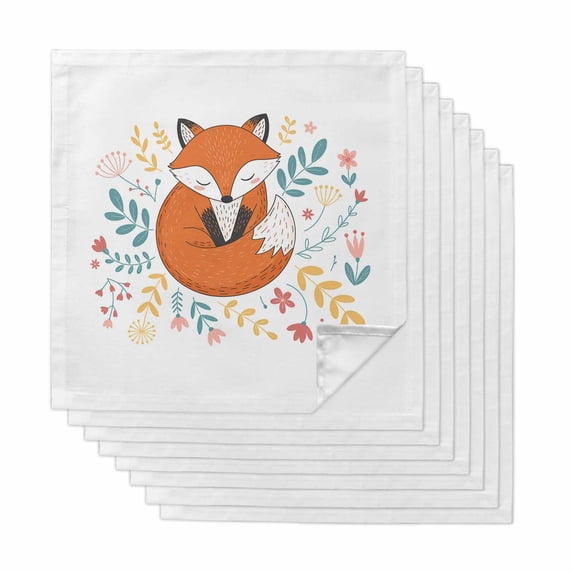 Cloth Napkins Set of 8 - 20x20 Inches, Cartoon Animals Washable Reusable Table Napkins, Watercolor Cute Flower Leaf Plant Soft & Absortbent Dining Napkin for Party Wedding Hotel Restaurant