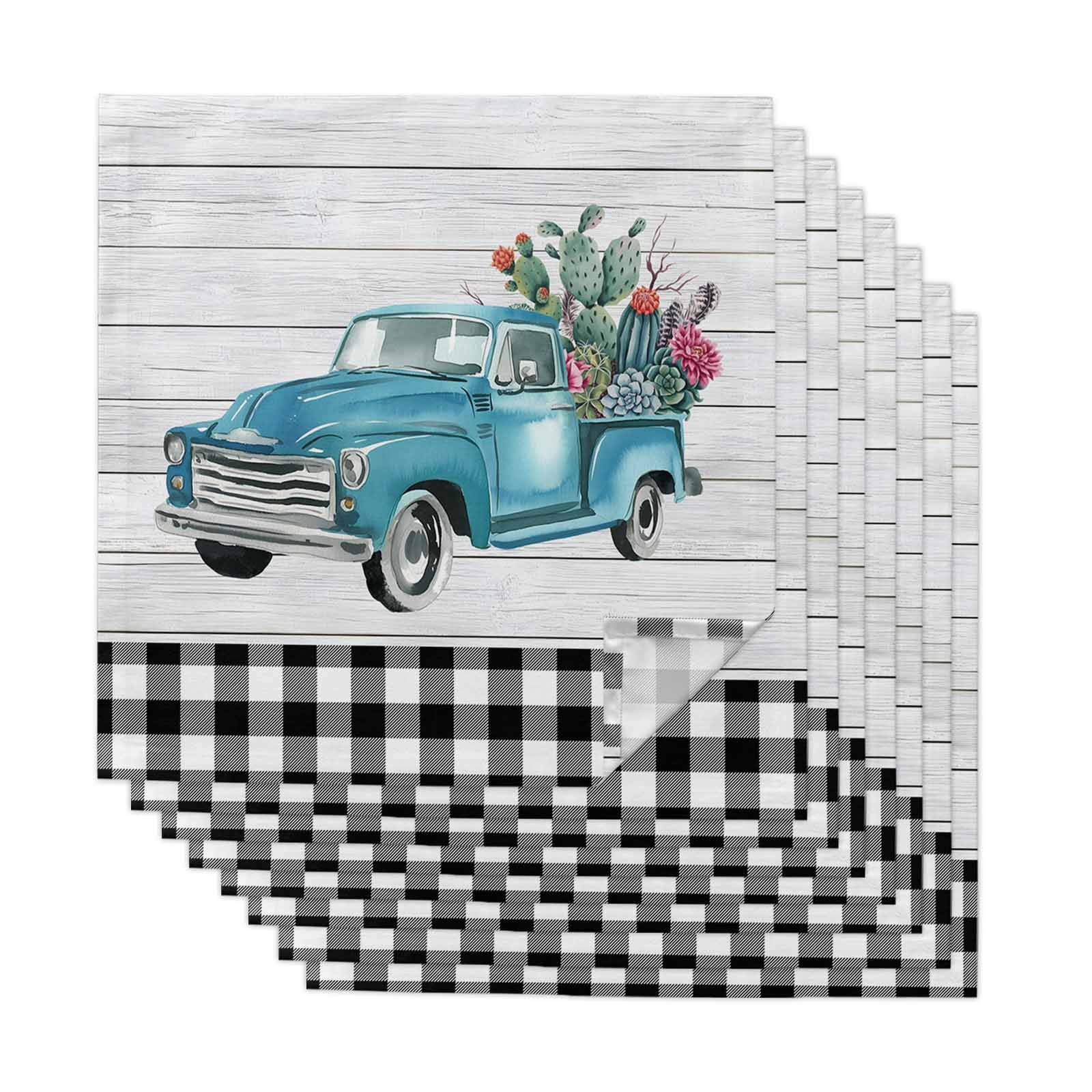 Cloth Napkins Set of 8 - 20x20 Inches, Farmhouse Wood Grain Washable ...