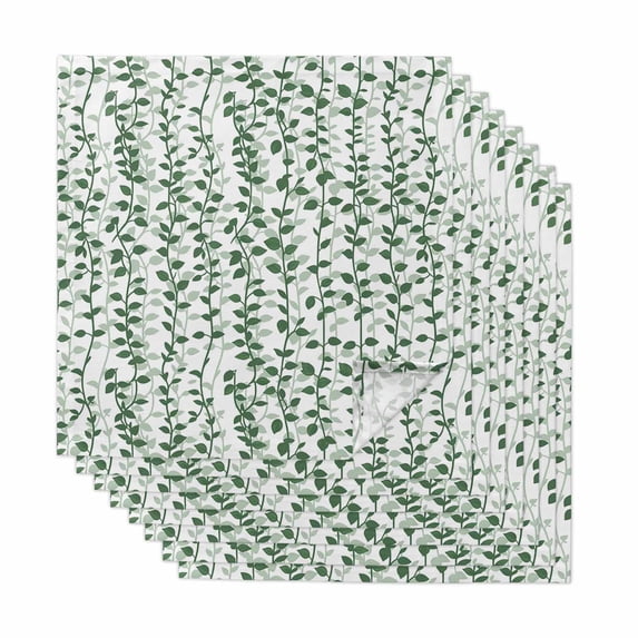 Cloth Napkins Set of 8 - 20x20 Inches, Green Ivy Leaves Washable ...