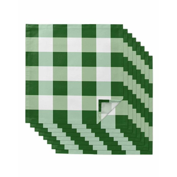 Cloth Napkins Set of 8 - 20x20 Inches, Green Plaid Washable Reusable Table Napkins, Spring Summer Farmhouse Buffalo Checkered Soft & Absortbent Dining Napkin for Party Wedding Hotel Restaurant