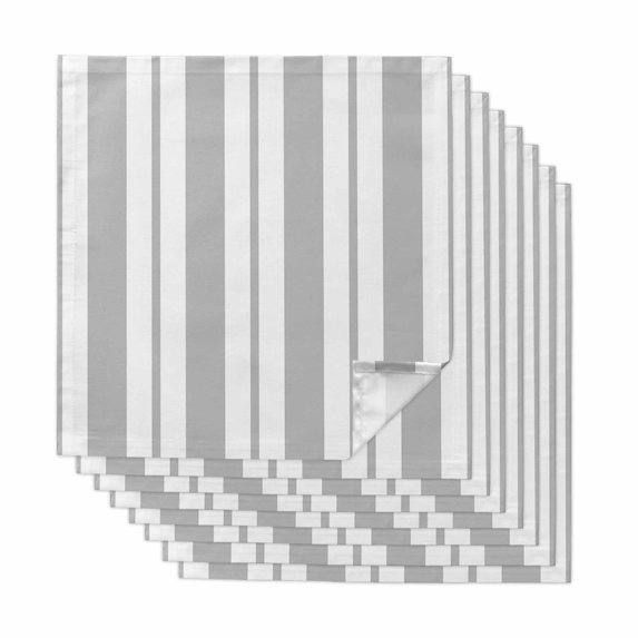 Cloth Napkins Set of 8 - 20x20 Inches, Grey Striped Washable Reusable Table Napkins, Blue Geometric Line Stripes Farmhouse Soft & Absortbent Dining Napkin for Party Wedding Hotel Restaurant