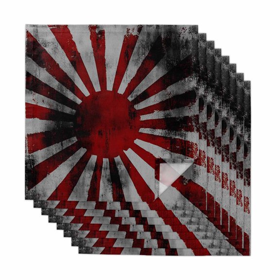 Cloth Napkins Set of 8 - 20x20 Inches, Japanese Chariot Flag Washable Reusable Table Napkins, Red Navy Flag Abstract Soft & Absortbent Dining Napkin for Party Wedding Hotel Restaurant