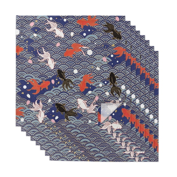 Cloth Napkins Set of 8 - 20x20 Inches, Modern Art Goldfish Washable ...