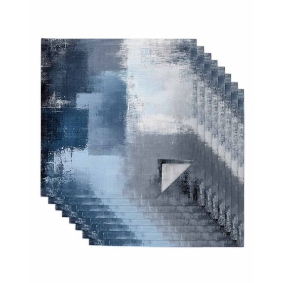 Cloth Napkins Set of 8 - 20x20 Inches, Navy Blue Grey Washable Reusable Table Napkins, Modern Ombre Oil Painted Abstract Art Soft & Absortbent Dining Napkin for Party Wedding Hotel Restaurant