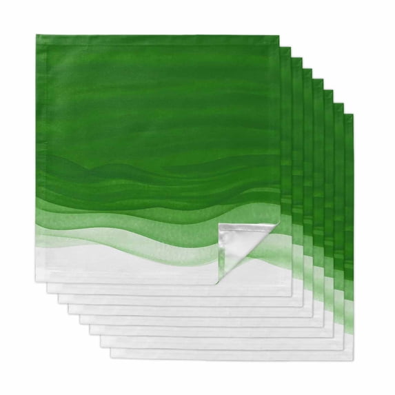 Cloth Napkins Set of 8 - 20x20 Inches, Ombre Green Waves Washable Reusable Table Napkins, Abstract Art Gradient Modern Soft & Absortbent Dining Napkin for Party Wedding Hotel Restaurant