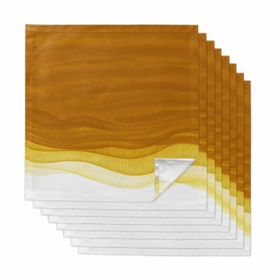 Cloth Napkins Set of 8 - 20x20 Inches, Ombre Orange Waves Washable Reusable Table Napkins, Abstract Art Gradient Modern Soft & Absortbent Dining Napkin for Party Wedding Hotel Restaurant