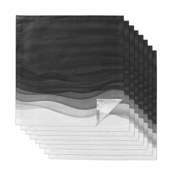 Cloth Napkins Set of 8 - 20x20 Inches, Ombre Waves Washable Reusable Table Napkins, Abstract Art Gradient Black Modern Soft & Absortbent Dining Napkin for Party Wedding Hotel Restaurant