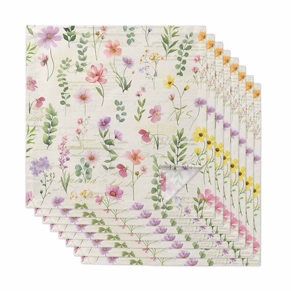 Cloth Napkins Set of 8 - 20x20 Inches, Pink Spring Floral Washable Reusable Table Napkins, Flowers Elegant Pastoral Botanical Soft & Absortbent Dining Napkin for Party Wedding Hotel Restaurant