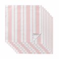 thumbnail image 1 of Cloth Napkins Set of 8 - 20x20 Inches, Pink Striped Washable Reusable Table Napkins, Blue Geometric Line Stripes Farmhouse Soft & Absortbent Dining Napkin for Party Wedding Hotel Restaurant, 1 of 9