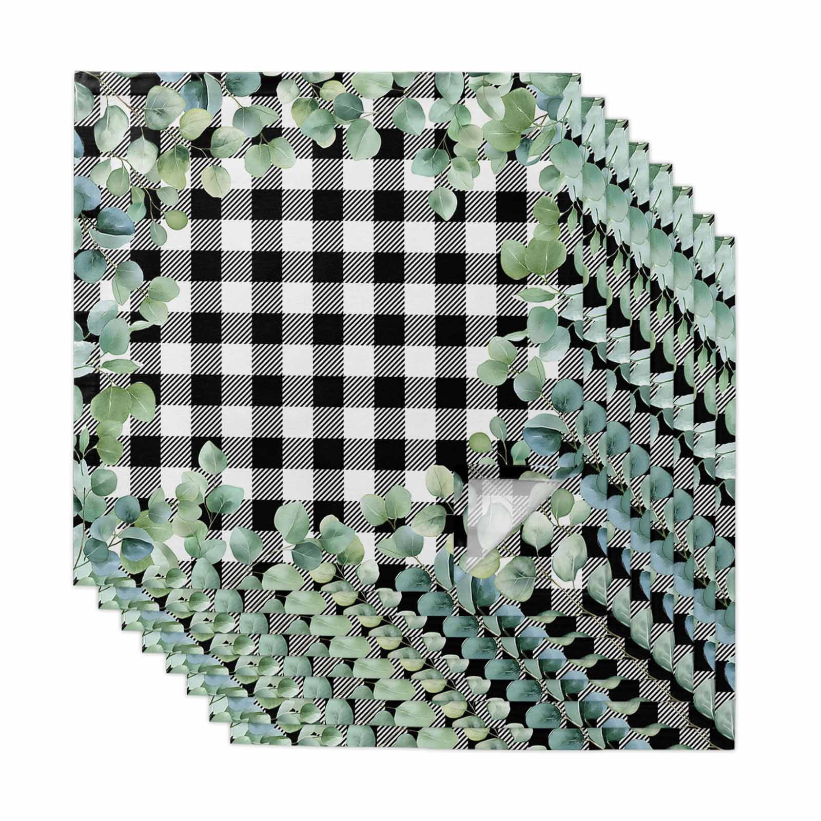 Cloth Napkins Set of 8 - 20x20 Inches, Sage Green Eucalyptus Washable ...