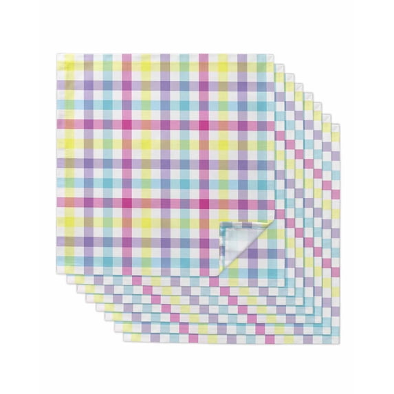 Cloth Napkins Set of 8 - 20x20 Inches, Spring Easter Checkered Washable Reusable Table Napkins, Colorful Buffalo Plaid Soft & Absortbent Dining Napkin for Party Wedding Hotel Restaurant