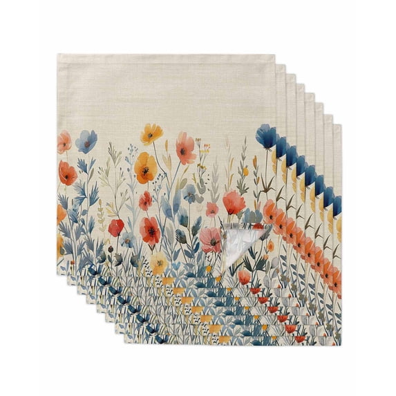 Cloth Napkins Set of 8 - 20x20 Inches, Spring Floral Washable Reusable Table Napkins, Watercolor Elegant Summer Botanical Rustic Soft & Absortbent Dining Napkin for Party Wedding Hotel Restaurant