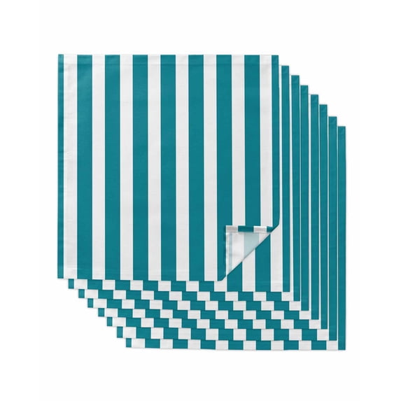 Cloth Napkins Set of 8 - 20x20 Inches, Teal Striped Washable Reusable Table Napkins, Simple Art Vertical Stripe Farmhouse Soft & Absortbent Dining Napkin for Party Wedding Hotel Restaurant