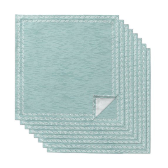 Cloth Napkins Set of 8 - 20x20 Inches, Turquoise Textured Washable Reusable Table Napkins, Farmhouse Country Woven Striped Soft & Absortbent Dining Napkin for Party Wedding Hotel Restaurant