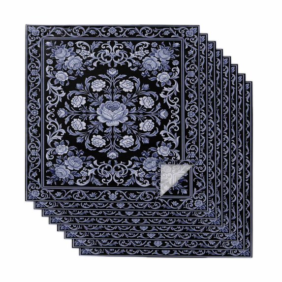Cloth Napkins Set of 8 - 20x20 Inches, Vintage Bohemia Washable Reusable Table Napkins, Abstract Purple Flowers Botanical Black Soft & Absortbent Dining Napkin for Party Wedding Hotel Restaurant