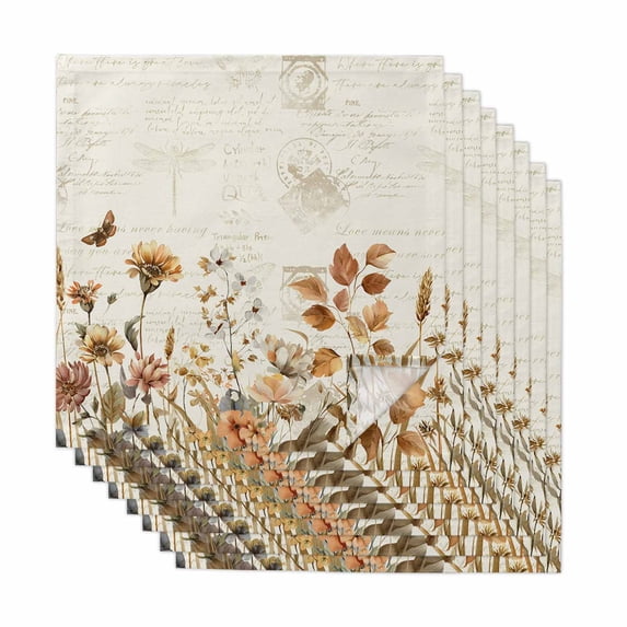 Cloth Napkins Set of 8 - 20x20 Inches, Vintage Floral Washable Reusable ...