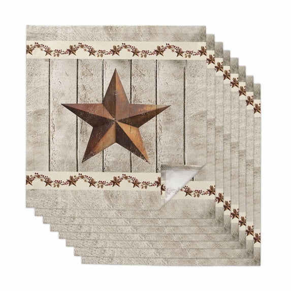 Cloth Napkins Set of 8 - 20x20 Inches, Western Texas Star Retro Washable Reusable Table Napkins, Country Farmhouse Gray Wood Grain Soft & Absortbent Dining Napkin for Party Wedding Hotel Restaurant