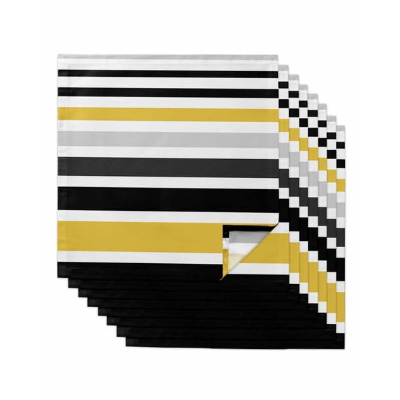 Cloth Napkins Set of 8 - 20x20 Inches, Yellow Black Stripe Washable Reusable Table Napkins, Modern Abstract Art Coarse Striped Soft & Absortbent Dining Napkin for Party Wedding Hotel Restaurant