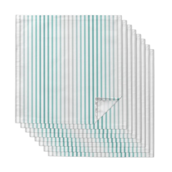 Cloth Napkins Set of 8 Teal Green Vertical Stripes Cocktail Napkins Ombre Pinstripes Parallel Lines Washable Reusable Soft Dinner Table Napkins for Dinner Party Banquet Hotel Everyday Use 20x20 Inch