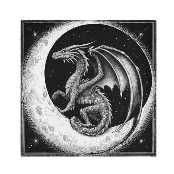 Cloth Napkins Set of1 100% Satin Peachskin Velvet 20x20inx1 Napkins Cloth napkins are washable Soft and Absorbent A Black Dragon