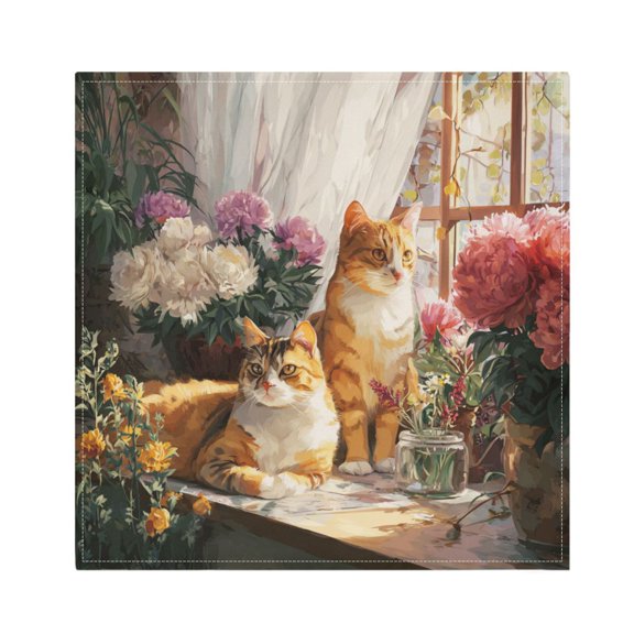 Cloth Napkins Set of1 100% Satin Peachskin Velvet 20x20inx1 Napkins Cloth napkins are washable Soft and Absorbent A Couple Of Cats