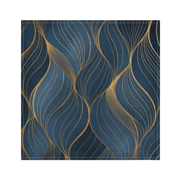 Cloth Napkins Set of1 100% Satin Peachskin Velvet 20x20inx1 Napkins Cloth napkins are washable Soft and Absorbent Blue-gold Lines