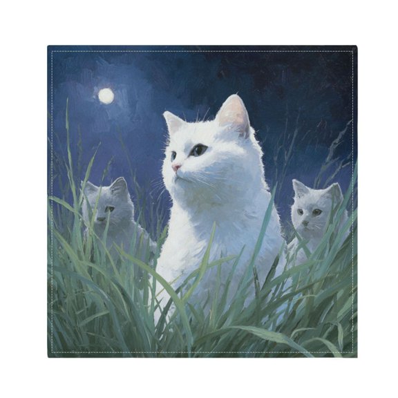 Cloth Napkins Set of1 100% Satin Peachskin Velvet 20x20inx1 Napkins Cloth napkins are washable Soft and Absorbent Cat Mom with Cat Babies