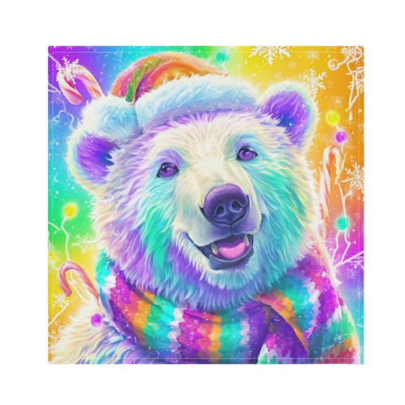 Cloth Napkins Set of1 100% Satin Peachskin Velvet 20x20inx1 Napkins Cloth napkins are washable Soft and Absorbent Colorful Polar Bear Pattern