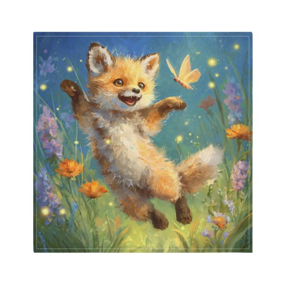 Cloth Napkins Set of1 100% Satin Peachskin Velvet 20x20inx1 Napkins Cloth napkins are washable Soft and Absorbent Fox and Butterfly