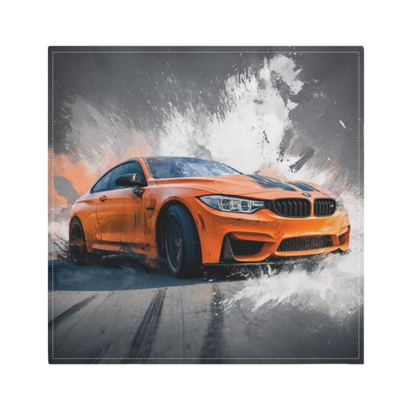 Cloth Napkins Set of1 100% Satin Peachskin Velvet 20x20inx1 Napkins Cloth napkins are washable Soft and Absorbent Orange Car Pattern