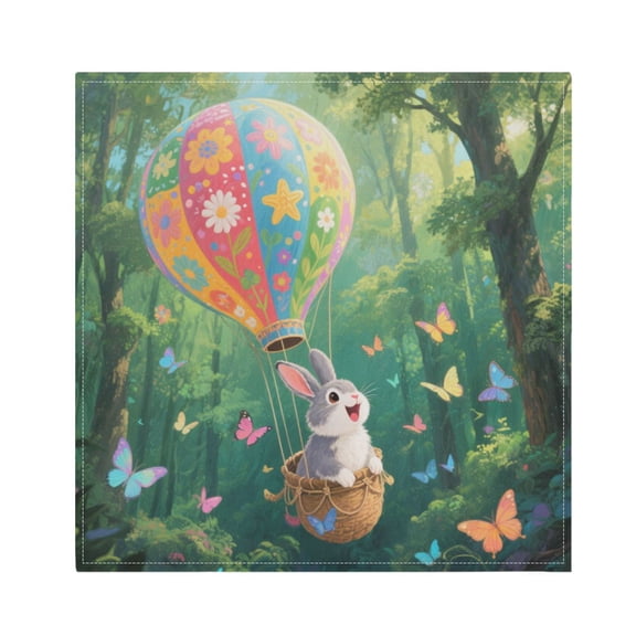 Cloth Napkins Set of1 100% Satin Peachskin Velvet 20x20inx1 Napkins Cloth napkins are washable Soft and Absorbent Rabbit and Butterflies