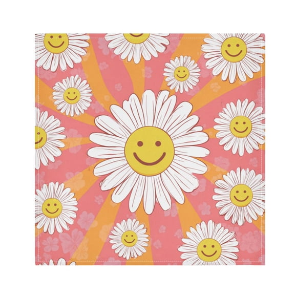Cloth Napkins Set of1 100% Satin Peachskin Velvet 20x20inx1 Napkins Cloth napkins are washable Soft and Absorbent Smiley Face on Orange Background