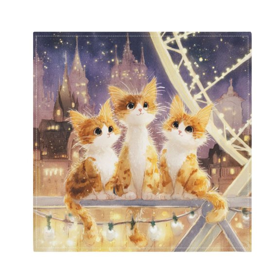 Cloth Napkins Set of1 100% Satin Peachskin Velvet 20x20inx1 Napkins Cloth napkins are washable Soft and Absorbent Three Cute Cats
