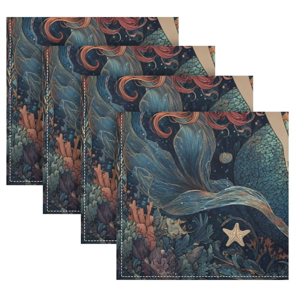 Cloth Napkins Set of4 100% Satin Peachskin Velvet 20x20inx4 Napkins Cloth napkins are washable Soft and Absorbent Beautiful Mermaid