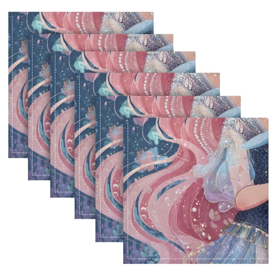 Cloth Napkins Set of6 100% Satin Peachskin Velvet 20x20inx6 Napkins Cloth napkins are washable Soft and Absorbent Mermaid Princess
