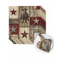 thumbnail image 1 of Cloth Napkins Vintage Texas Western Country Star Washable Soft Kitchen Dinner Napkin Set of 4,Cowboy Horse Wooden Plank Reusable Cocktail Napkins for Wedding Holiday Party Event,20x20In, 1 of 7
