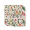 Cloth Napkins Washable, Merry Christmas Xmas Tree Line Winter Vintage