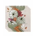 Cloth Napkins Washable, Thanksgiving Fall Pumpkins Maple Leaves Stripes