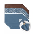 thumbnail image 1 of Cloth Napkins Watercolor Spring Floral Pattern Washable Soft Kitchen Dinner Napkin Set of 8,Blue Brown Stitching Art Reusable Cocktail Napkins for Wedding Holiday Party Event,20x20In, 1 of 7