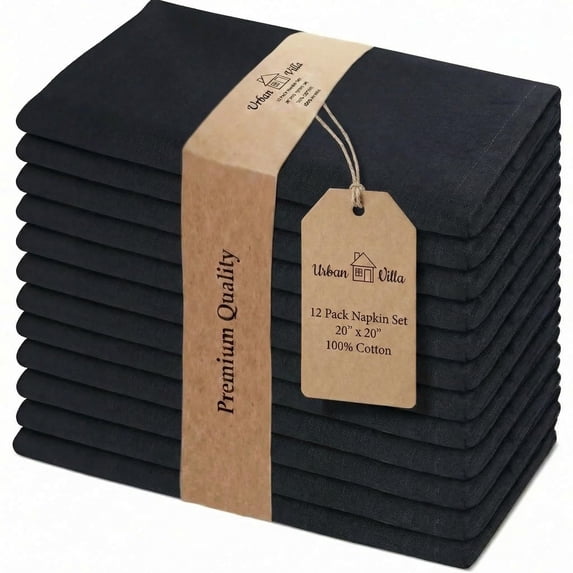 Text Tile Material Cloth Napkinston 20x20 (set Of 12) Black - Walmart.com