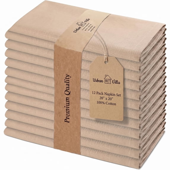 Text Tile Material Cloth Napkinston 20x20 (set Of 12) Taupe - Walmart.com