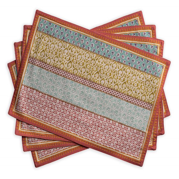 Cloth Placemat 100% Cotton Set of 4 D rative Washable Place Mats Table Placemat, Dining, Kitchen, Parties & Camping, Provence - Spring/Summer