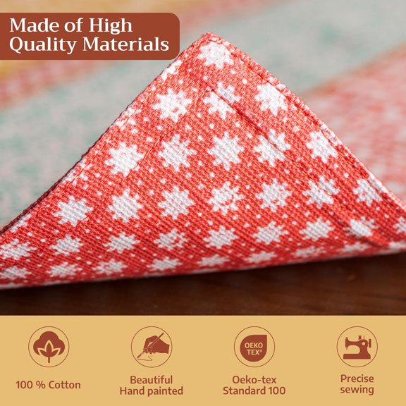 Cloth Placemat 100% Cotton Set of 4 Decorative Washable Place Mats Table Placemat, Dining, Kitchen, Parties & Camping, Provence - Spring/Summer
