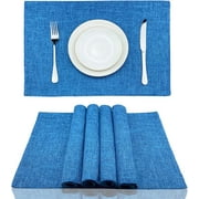 Cloth Placemats Set of 4 Heat Resistant Dining Table Placemmats Cotton Linen Machine Washable Kitchen Table Mats Wrinkle Free Thick Fabric Place Mats,Easy to Clean,13" x 19"