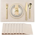 thumbnail image 1 of Cloth Placemats Set of 8 - Double Thickened Easy to Clean Linen Style Fabric Placemats - Machine Washable Placemats - Heat Resistant Non-slip Table Mats (Creamy-White, 8), 1 of 6