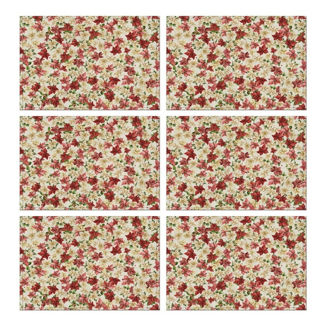 Cloth Placemats Set Of 6 Linen Durable Table Placemats Merry Christmas