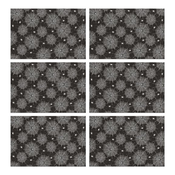 Cloth Placemats Set Of 6 Linen Machine Washable Table Placemats Happy Halloween Spooky Trick Spider Web Placemats for Outdoor Tables Desk Kitchen