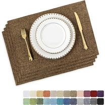 Cloth Placemats Set of 4 Heat Resistant Dining Table Place Mats Linen Kitchen Table Mats, Brown