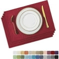 thumbnail image 1 of Cloth Placemats Set of 4 Red Linen Placemats for Dinner Heat Resistant Dining Table Mats Kitchen Place Mats for Party, Dark Red Burgundy, 1 of 5